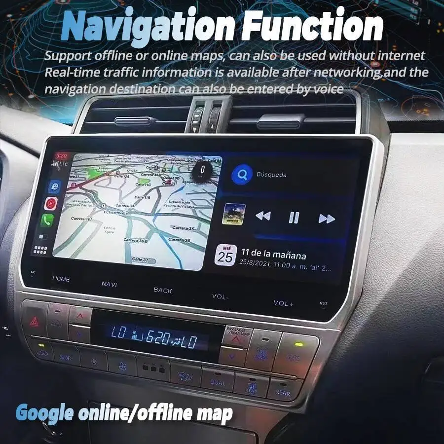 أندرويد 15 راديو السيارة لتويوتا لاند كروزر برادو 150 2018-2022 نظام تحديد المواقع مشغل وسائط متعددة نافي رئيس وحدة ستيريو فيديو DSP BT QLED