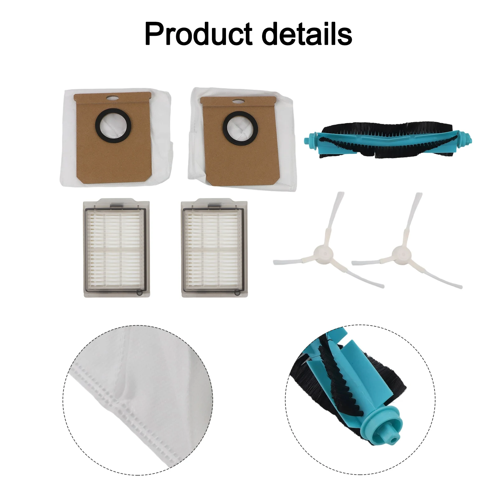 Vacuum Cleaner Replacement Kit for Cecotec For Conga 15090 16090 AI Robot Vacuum Includes Brushes Filter Dust Bag