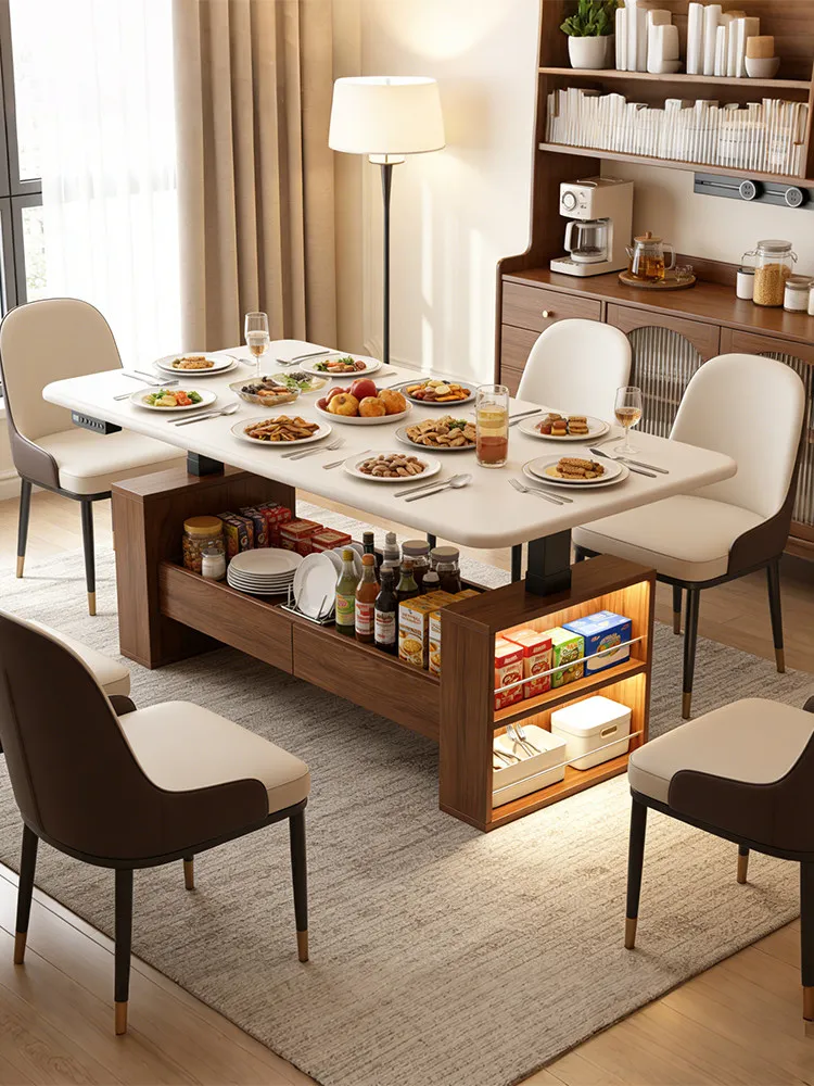 Solid wood lifting coffee table dining table dual-purpose two-in-one living room home lifting table desk