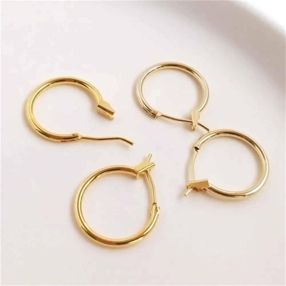 14K Light Gold French Earring 18K Thick Circle Earrings Diy Hand-made European and American Ins Earring Accessories Materials