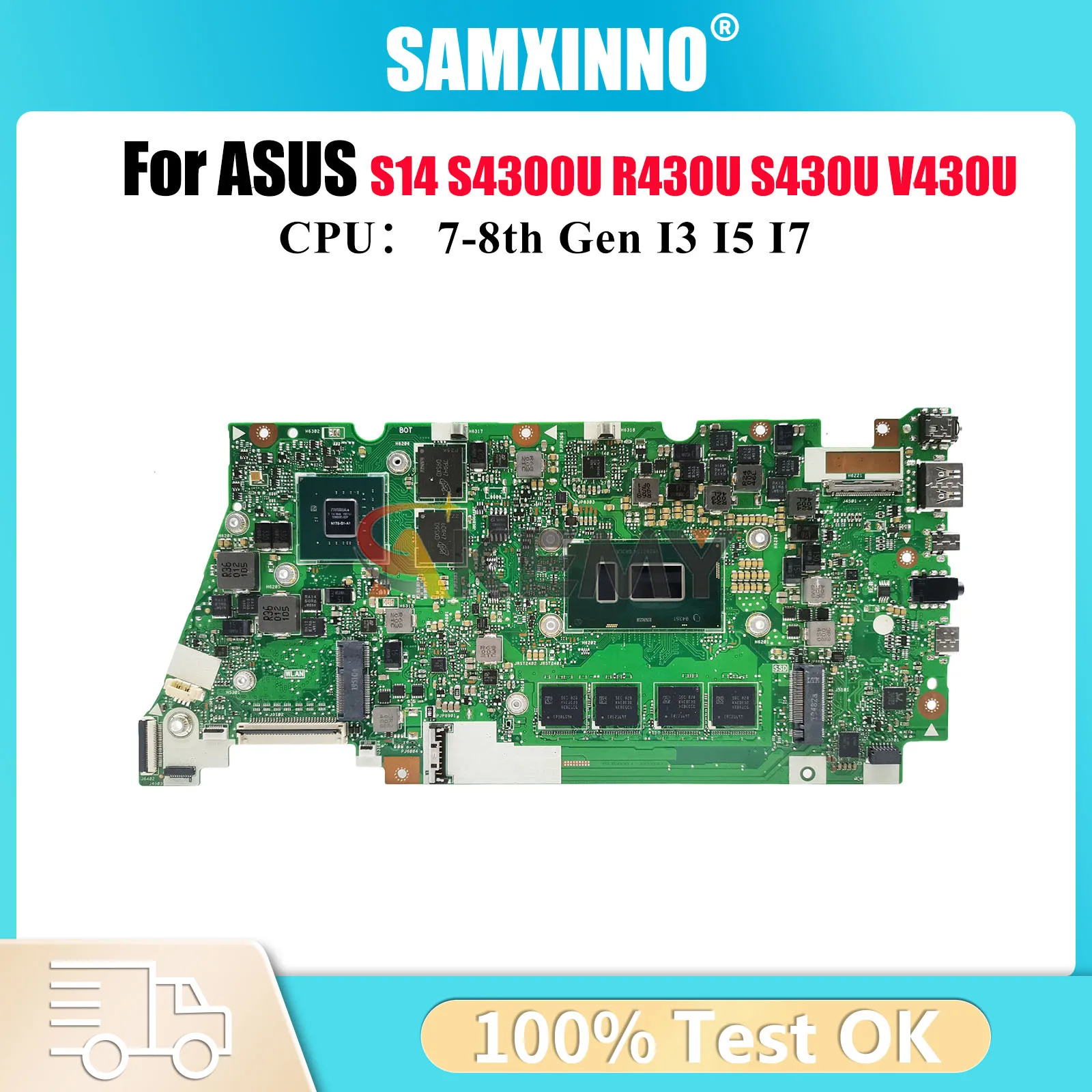 

X430UN Материнская плата для ноутбука ASUS VivoBook S430U R430U V430U S4300U X430UN K430U S14 X430U Материнская плата с процессором I3 I5 I7 в порядке