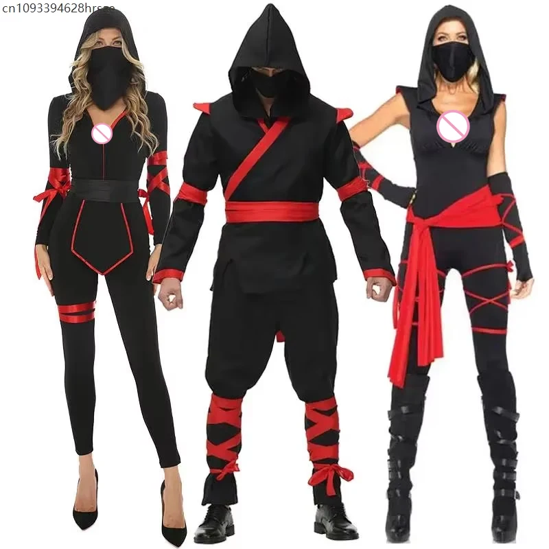 

AP Halloween Costumes for Women Men Ninja Costume Couples Ninja Jumpsuit Adult Anime Japanese Warrior Cosplay Clothing Suit
