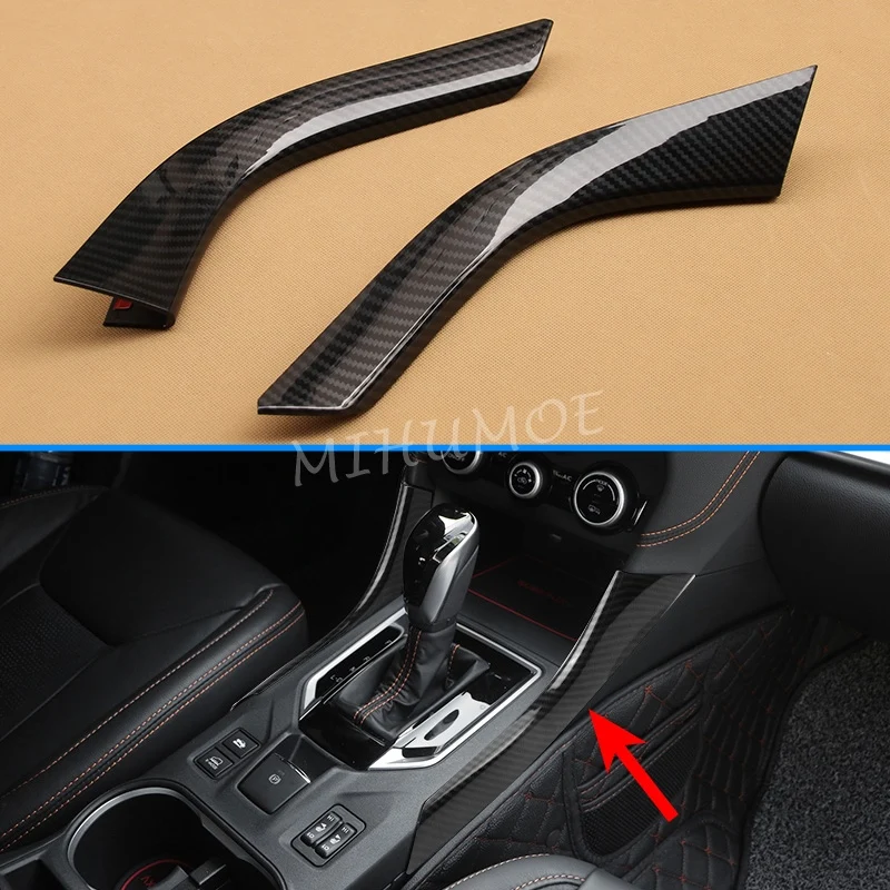 For Subaru XV Impreza 2018-2023 Carbon Fiber Look Gear Shift Panel Side Strips Car Interior Accessories