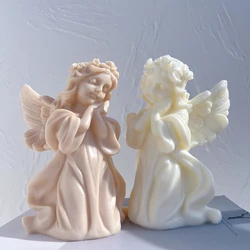 Gardening Crafts Prayer Angel Figurine Silicone Mold Art Sculpture Soy Wax Candle Mould Cherub Praying Peace Angel Statue