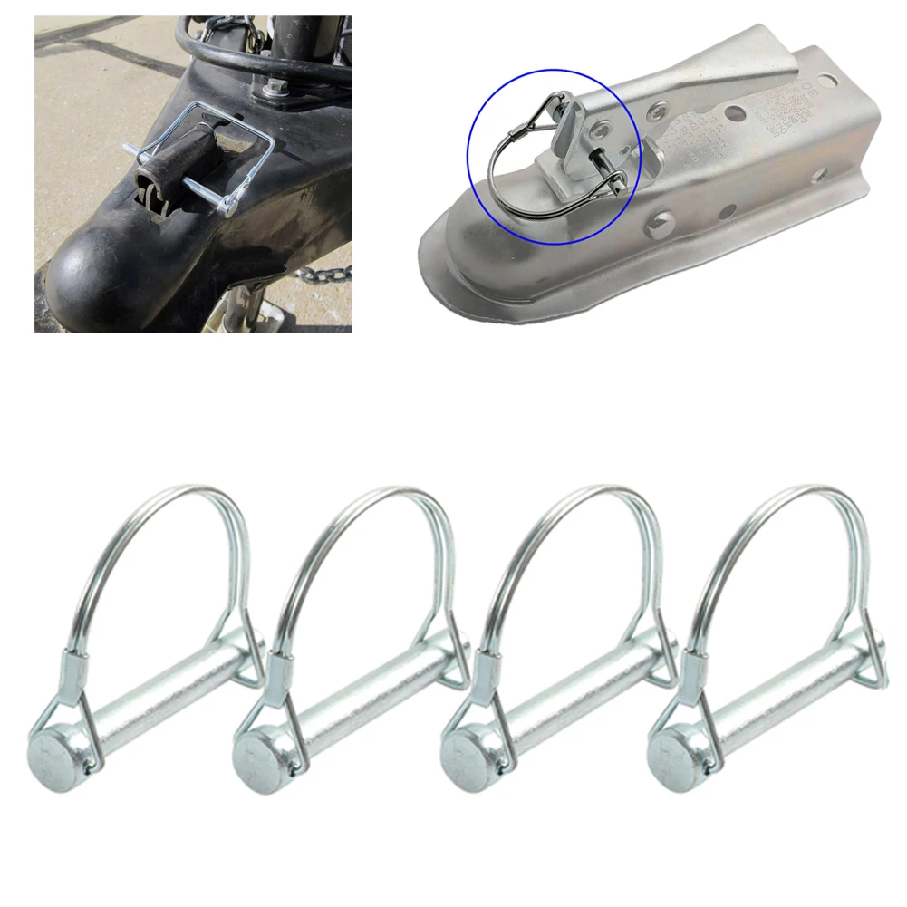 4pcs M8*70mm Trailer Coupler For Hitch Pin For Locks D Shape Towing Safety Locks Locking Pins With Spring Lock