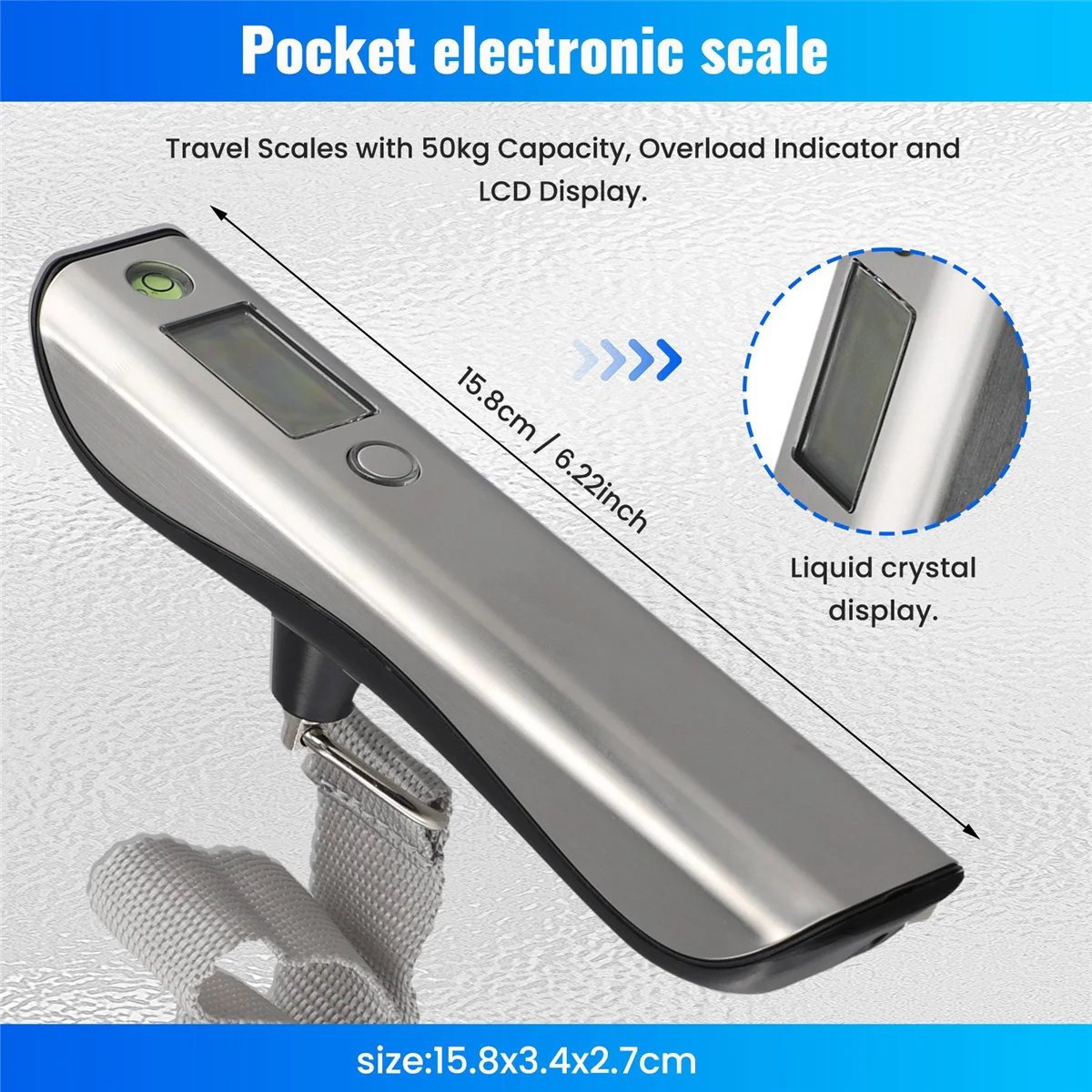 ABFKW المحمولة حقيبة صغيرة مقياس شاشة LED 50 كجم/110Lb مقياس الأمتعة الرقمي لحقيبة السفر موازين معلقة وزنها التوازن
