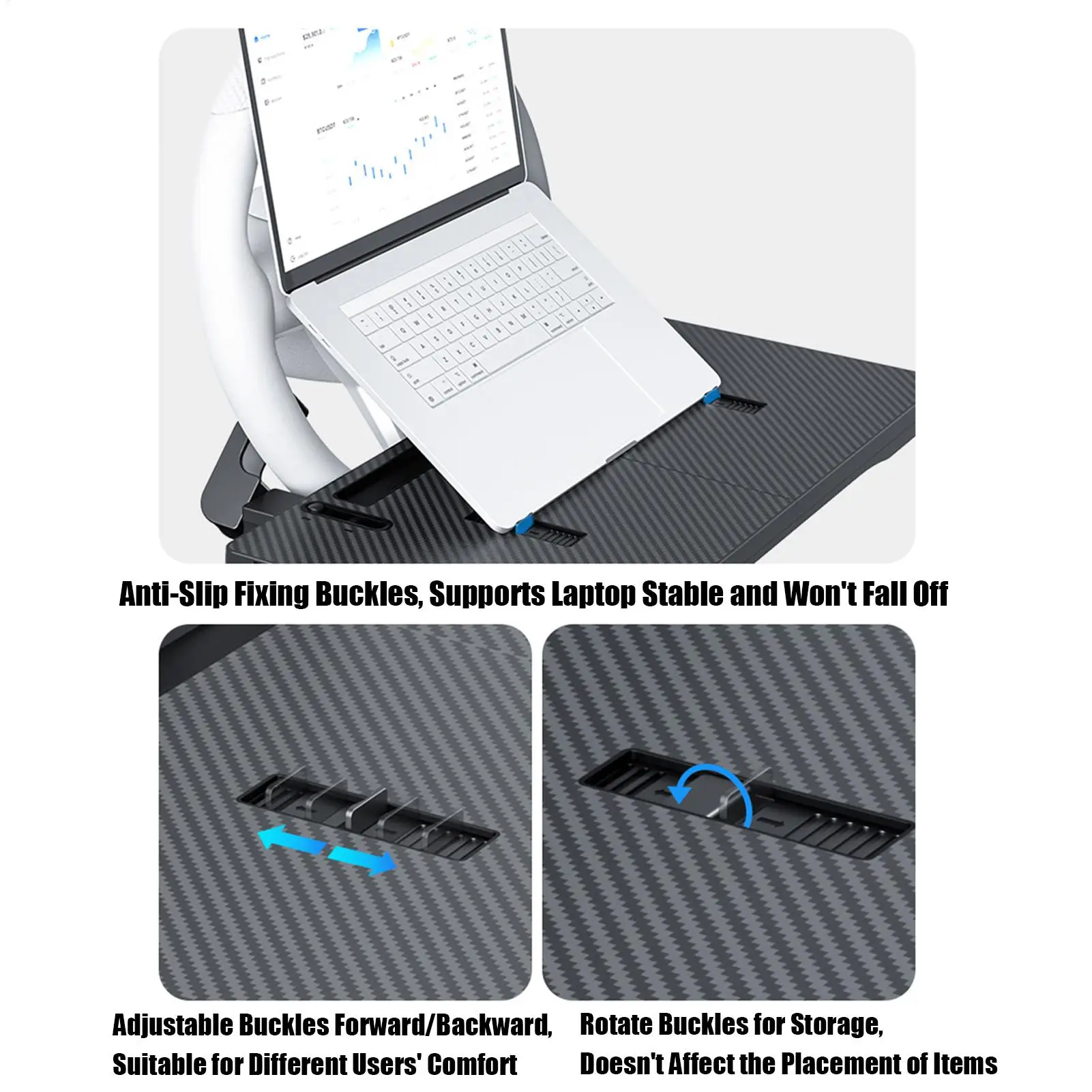 Steering Wheel Tray Table Clamp-On Storage Desk Steering Wheel Computer Holder For Snack Drinks Tablet Video Conference Meal