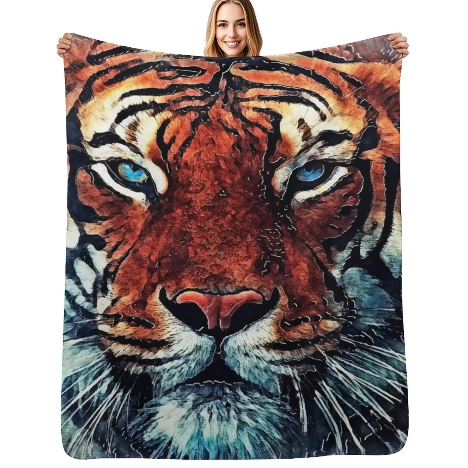 Tiger spirit #tiger Throw Blanket Soft Plaid Bed Fashionable Softest Thins Flannel Cute Blankets