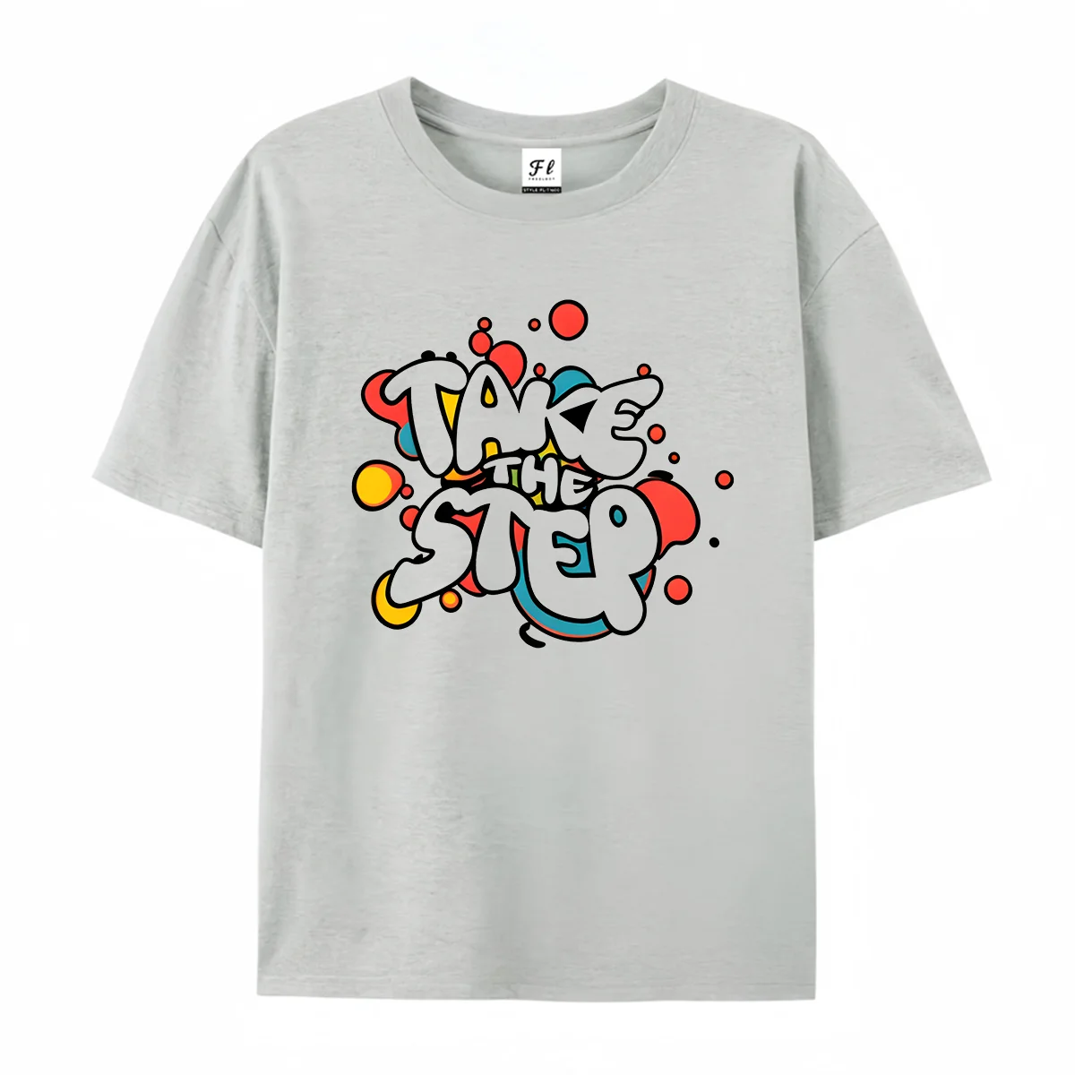 Women Round Neck T Shirt Take The Step Graffiti Letter Graphic Tee Casual Short Sleeve Tops Street Trend Style Summer Daily Wear