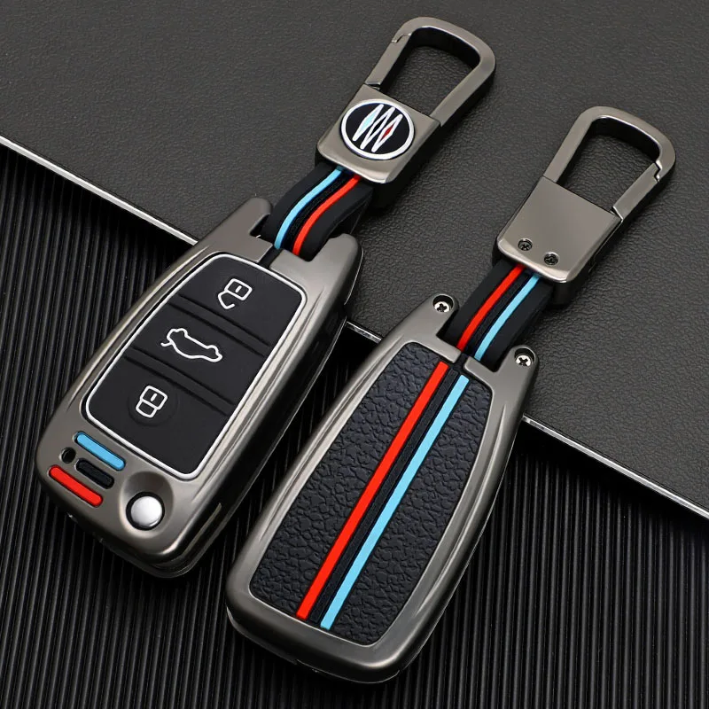 

Zinc Alloy Car Remote Control Key Case Cover Holder Shell For Audi A5 S5 RS5 b8 8t s line Custom LOGO Car Keychain Accessories