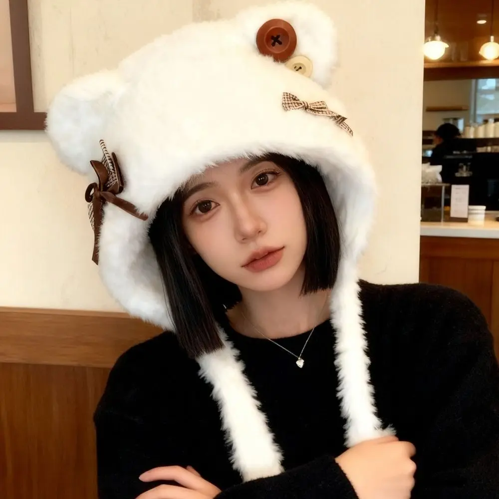 قبعة جديدة لحماية الأذن مقاومة للرياح، قبعة صوفية سميكة على شكل آذان الدب، قبعة شتوية مقاومة للبرد #3