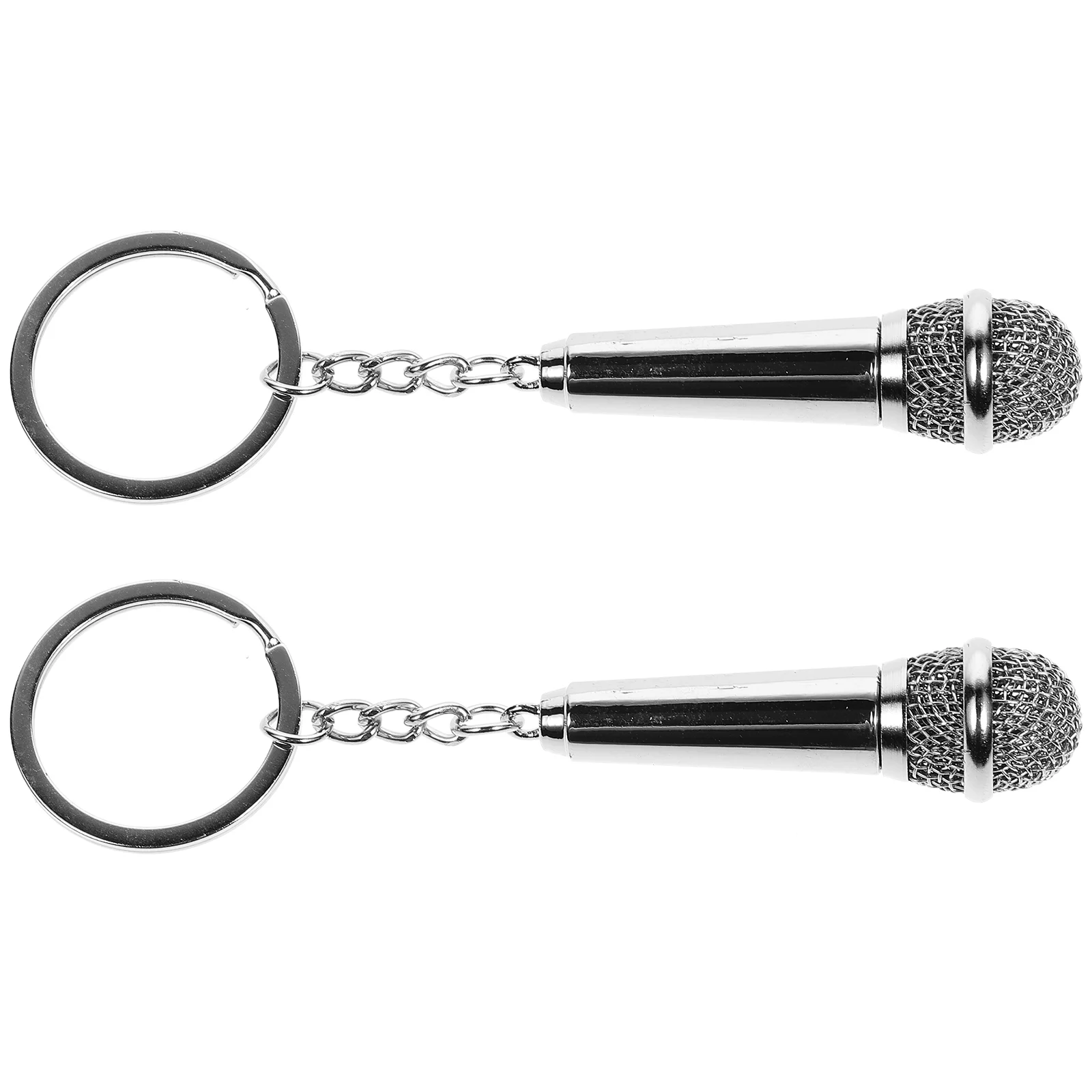 

2 Pcs Metal Keyring Microphones Music Bag Pendant Accessories Creative Chain Miss Keys