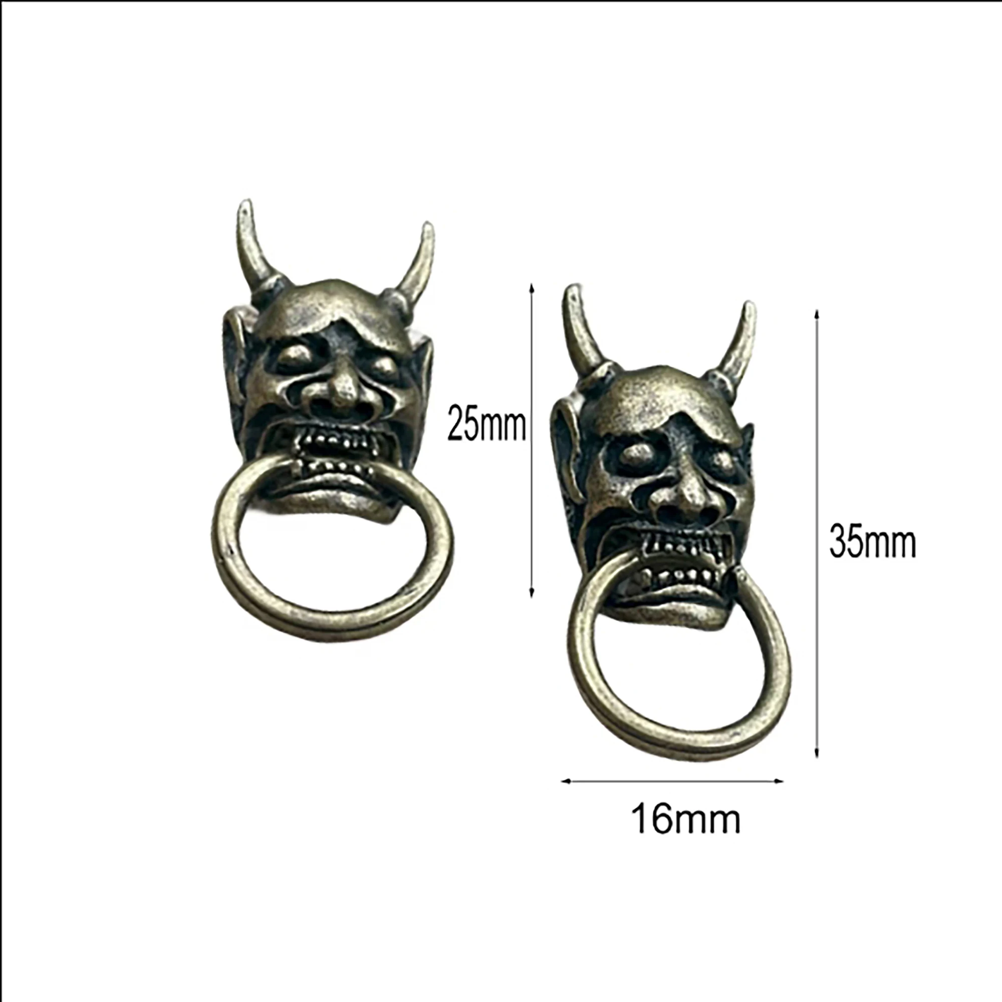 6pcs Bronze plt alloy demon skull head Devil Japanese Jucky mask Hannya screw back Concho rivet with ring  decor zipper wallet