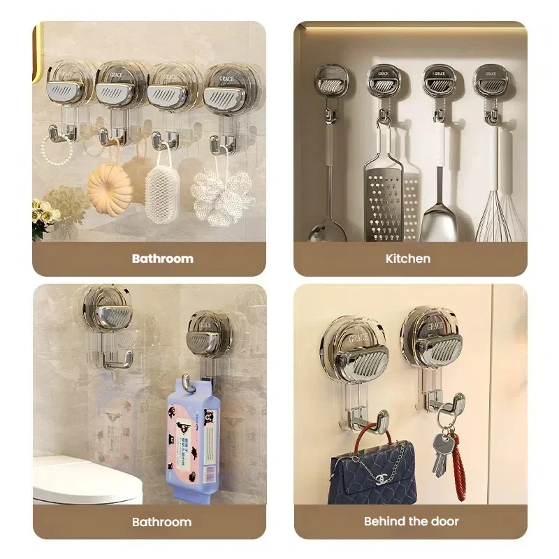 خطافات شفط شفافة، قوة فراغ قوية، خطافات لاصقة بدون حفر للمنزل، باب المطبخ، الخلفي