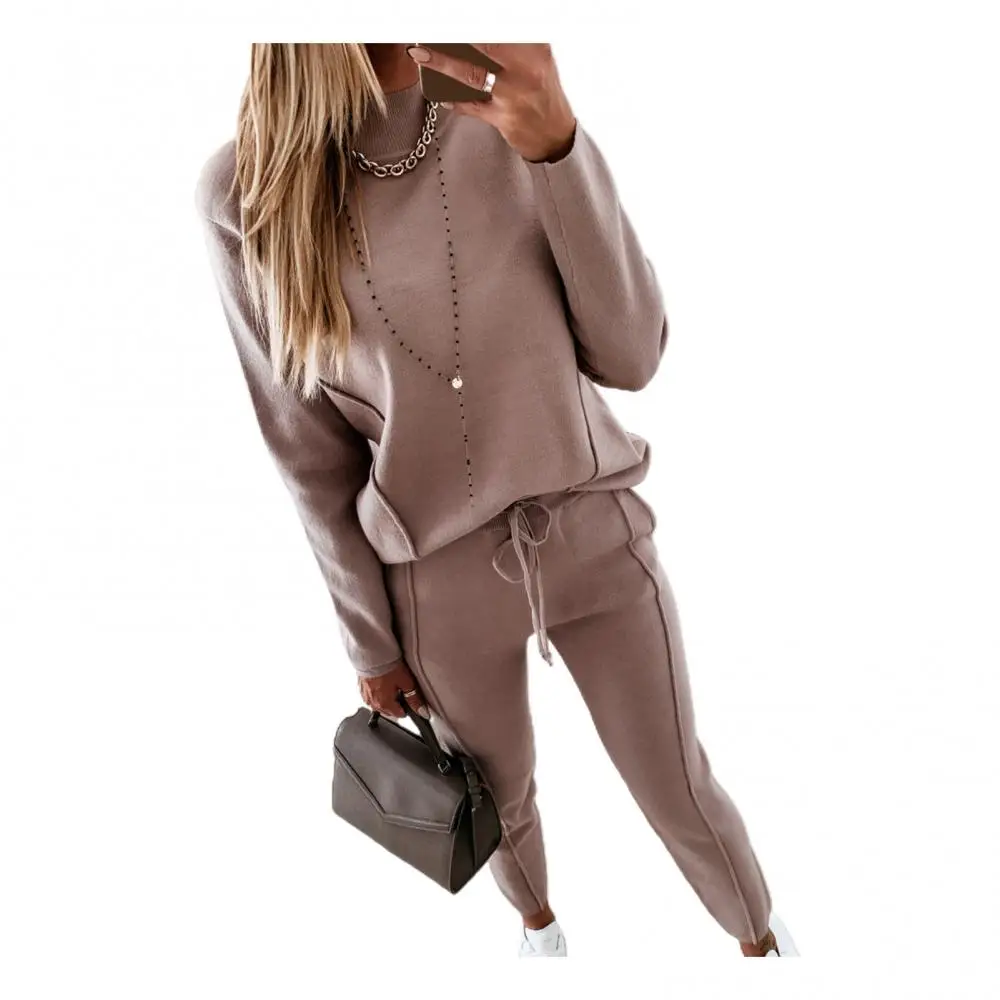 Women's Solid Color Drawstring Cap Corset Casual Two-piece Sweater Set Trousers Sweatershirt Sports Suit