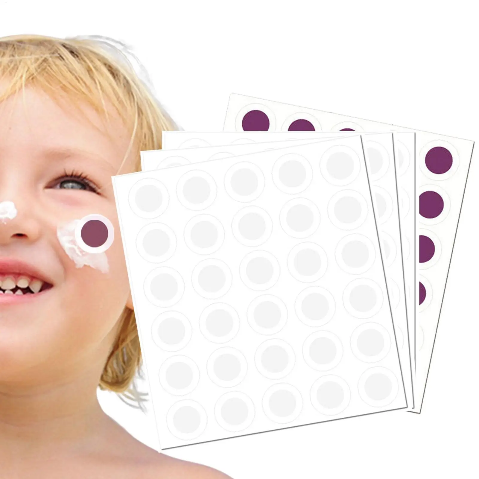 120pcs UV Detecting Patches UV Sunscreen Patches Self-adhesive Sunny UV Sticker UV Sunscreen Protector Facial Sun Block Patch
