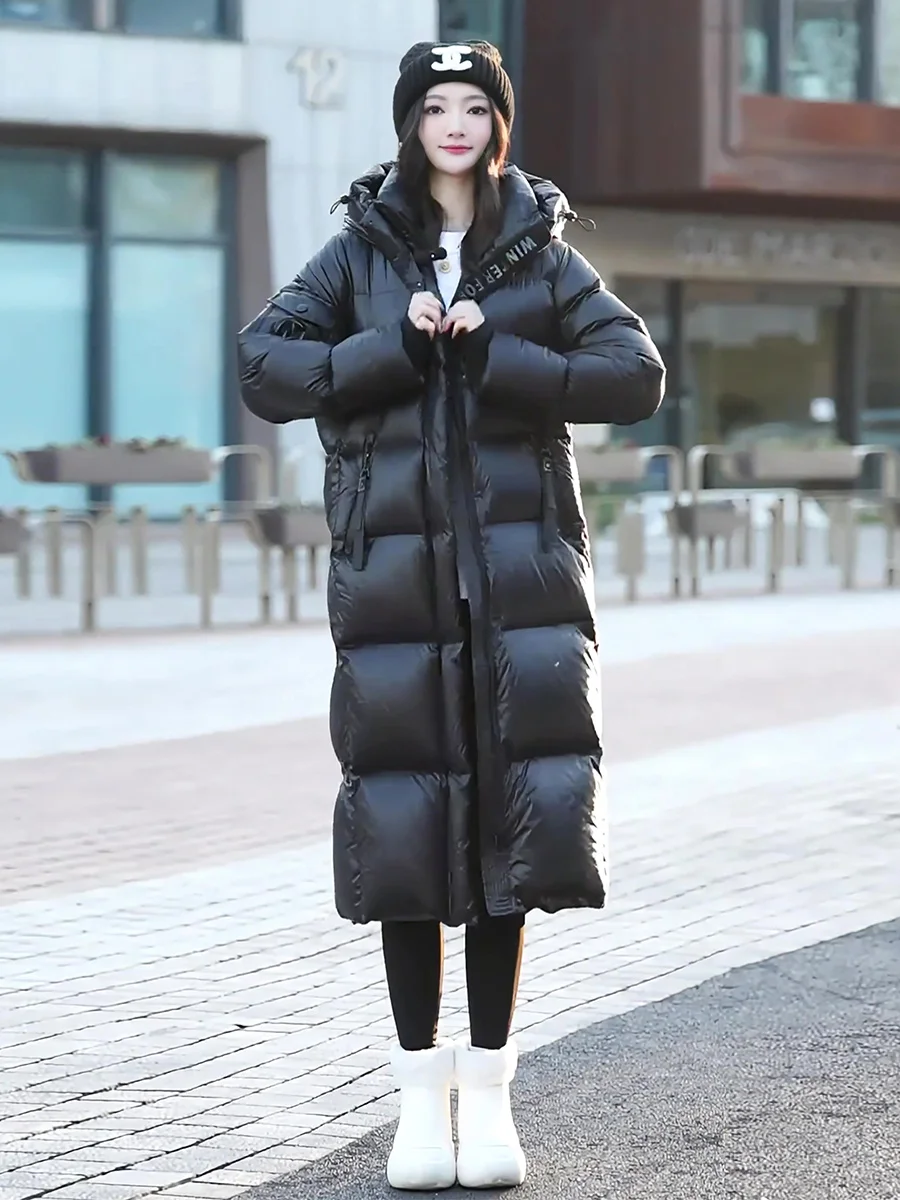 Ultra-Thi largo blanco Du down Puffer Jaet abrigo de invierno para mujer resistente al frío para ir al trabajo con sombrero señoras Faion