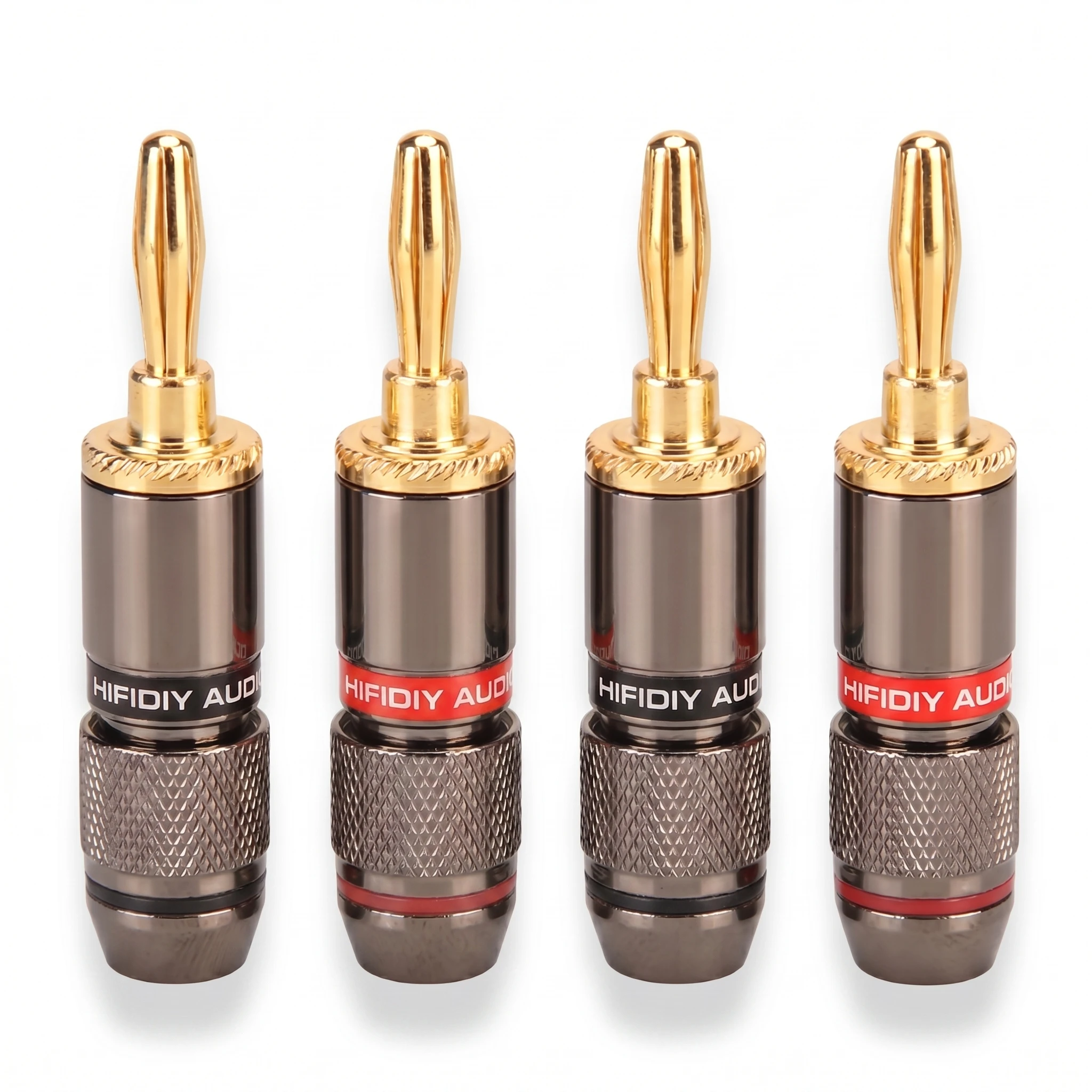 HIFIDIY AUDIO 4PCS/Set 4mm Pure Copper Gold Plated Banana Plug Connector For Audio Video Speaker Adapter Terminal Connectors Kit