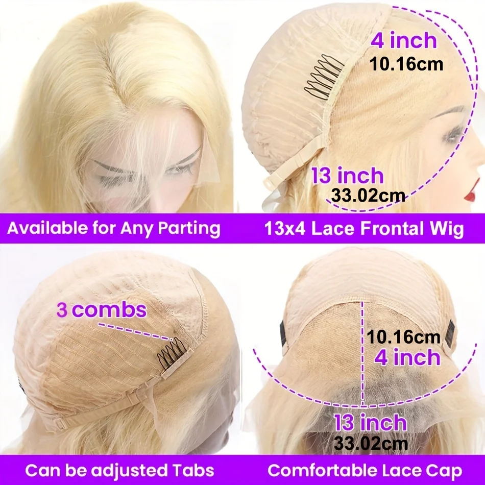 شعر مستعار أشقر مفرود بوب شعر بشري 13x4 HD دانتيل شفاف 613 شعر مستعار بوب شعر بشري تم قطعه مسبقًا مع شعر الطفل 250 كثافة 613