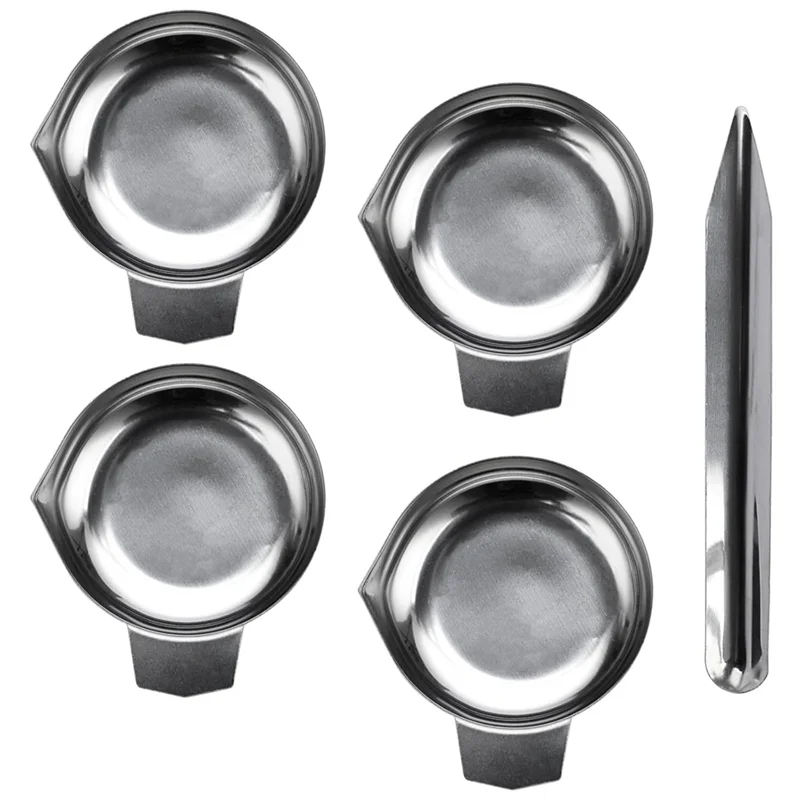 AB13-Weighing Powder Pan 4PCS Metal With Scoop Electronic Scale Tray Mini Digital Scale Pan Tray Weighing Dish For Reloading