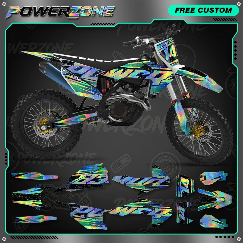 Powerzone Chrome Holographic Sticker For Husqvarna TE FE 2020-2023 TC FC TX FX 2019-2022 Motorcycle Custom Decal Graphic Kit 162