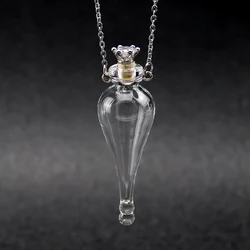 1PC Clear Glass Perfume Bottle Pendant Necklaces Liquid Luck Bottle Felix Felicis Magical Potion  Wishing Drifting Bottle