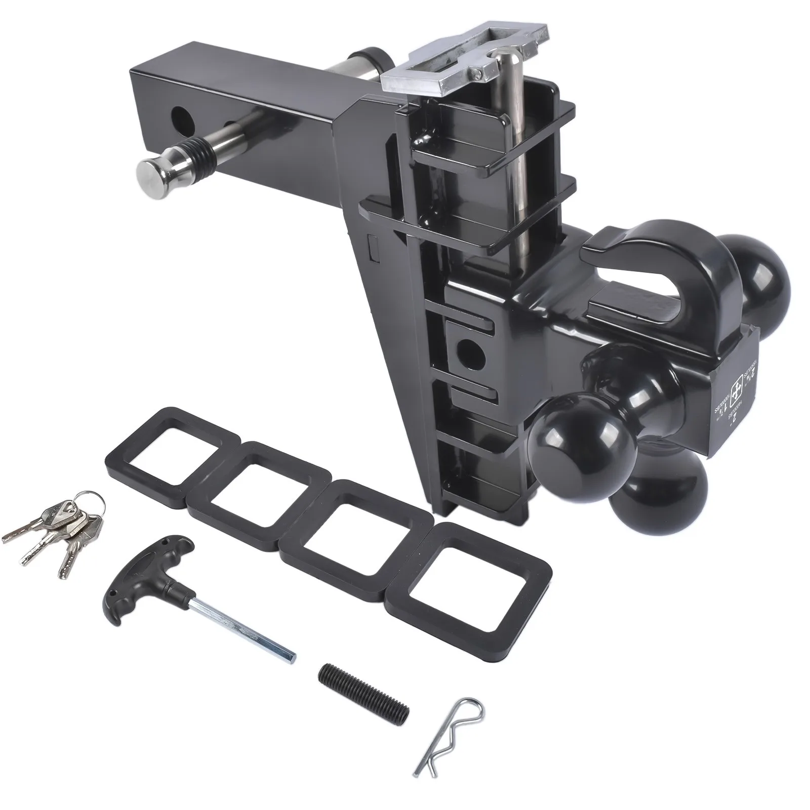 AP03 Trailer Hitch with Hook,Tri-Ball Drop Hitch,Fits 2-Inch Receiver, 6 Inch Drop Hitch, 17000 LBS GTW-Class 3 Tow Hitch