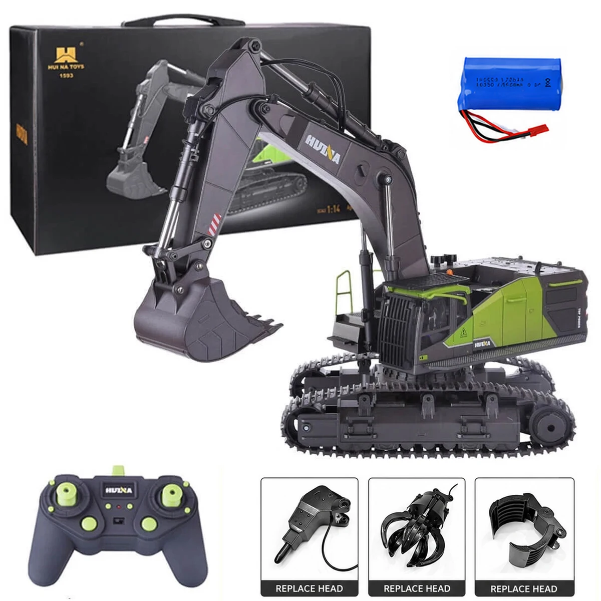 Upgrade 1/14 HUINA 1593 RC Excavator Dumper Truck Crawler Alloy Tractor Loader 2.4G Radio Controlled Car Engineering Toy Gift