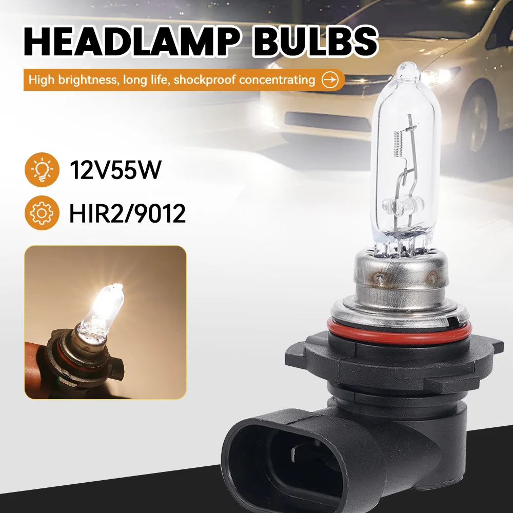 1PCS/2PCS Hir2/9012 12V55W Clear Light High Power White Car Shape High Beam/Low Beam Bulb Auto Parts Car Bulb
