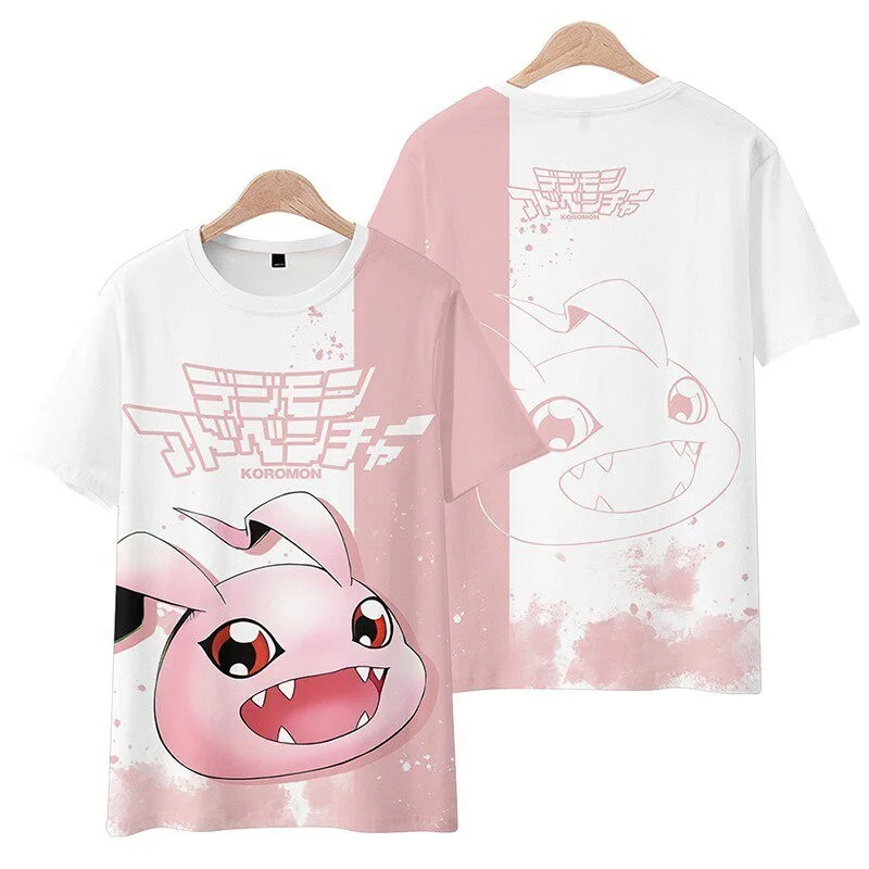 2026 Summer Digimon Adventure Retro Cosplay T-shirt Men's Oversized 3D Printed Short-sleeved Family Unisex Children's Sports