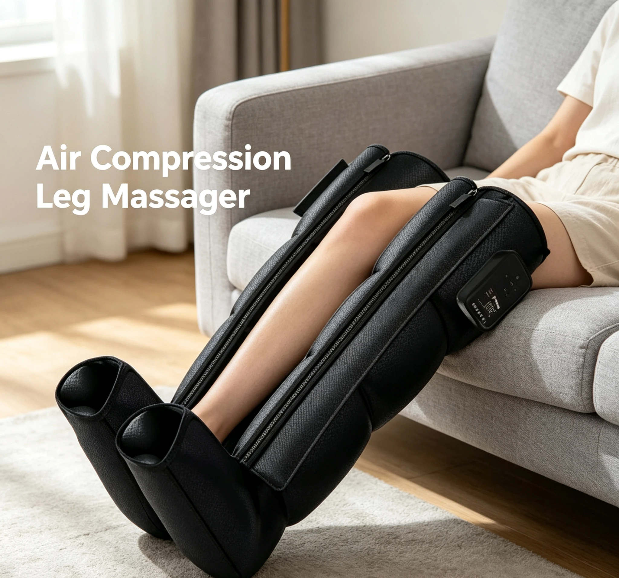 Air Compression Leg Massager 4 Chamber Cordless Rechargeable for Leg Recovery Relaxation Home Use Sport Therapy Adjustable