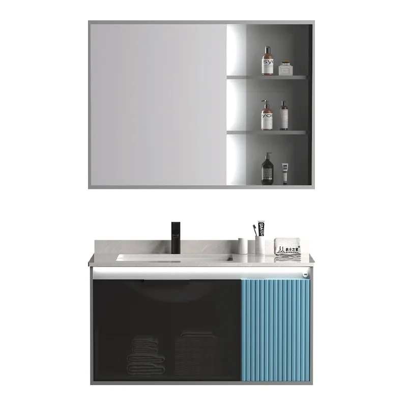 Simple household wash basin, wall-mounted bathroom cabinet combination, oak bathroom cabinet, ceramic integrated basin
