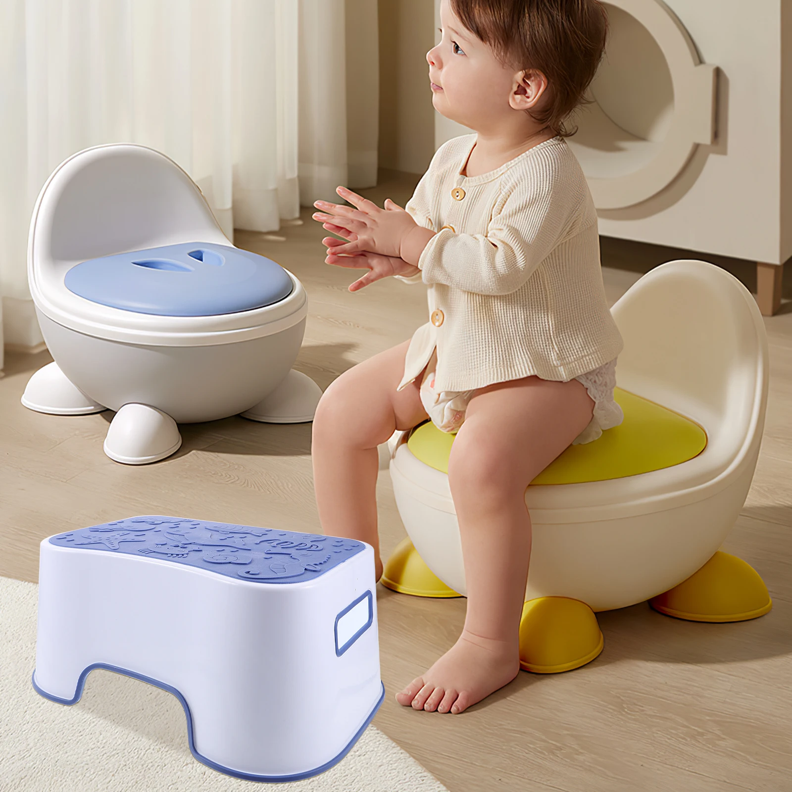 

Step Stool for Toilet Kids Adults Bathroom Foot Stools Small Size PP Material Stable Load Bearing Easy Clean Space Saving
