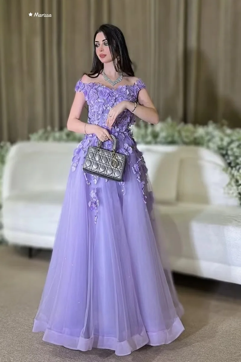 Marissa op maat gemaakte avondjurken vrouw elegante luxe dames elegante feestjurk applique galajurken 2025, lavendel paars