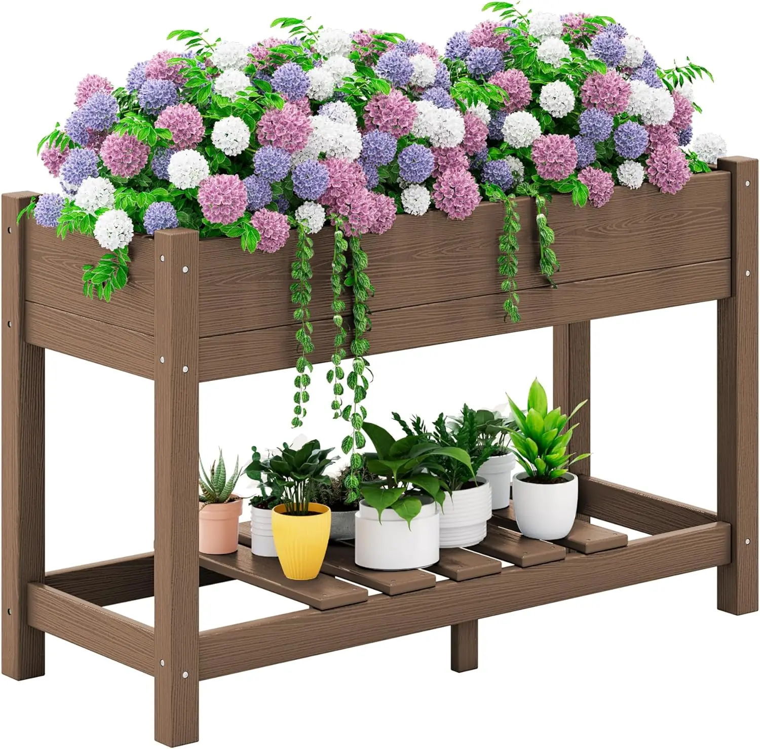 

Raised Garden Bed with Legs, 43"×17"×30" Large HDPE Elevated Planter Box for Vegetables Flower Herb Patio, All Weather