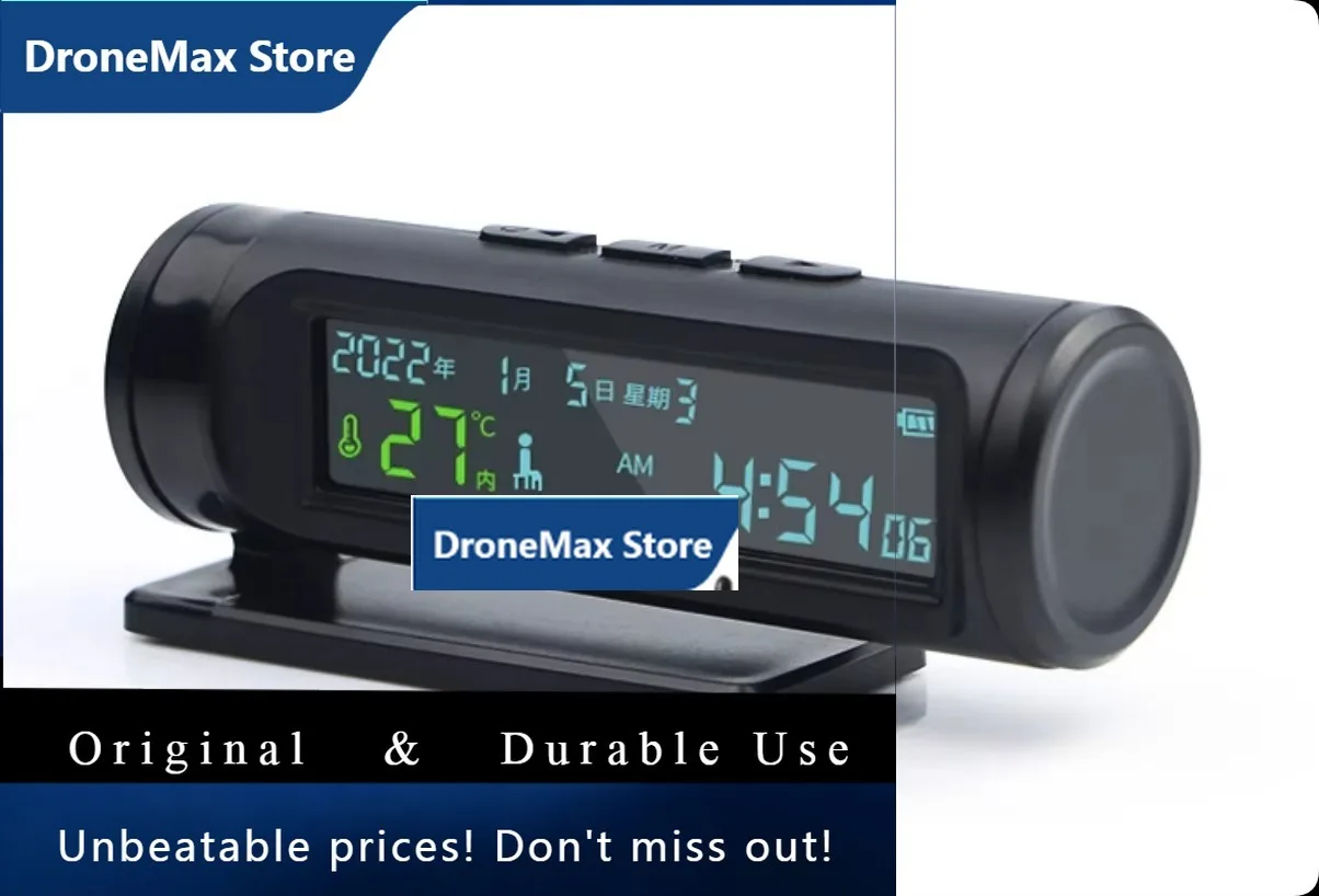 DroMaCar Digital Clock With Temperature Display, 360° Rotatable Dashboard Clock With Fatigue Alert & Easy Battery Power