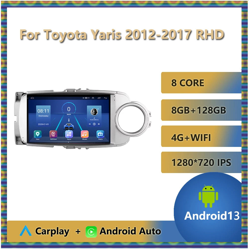 

9" IPS Android 13 For Toyota Yaris 2012 - 2017 Right Hand Drive Car Stereo Radio Multimedia Video Player Navigation GPS Carplay