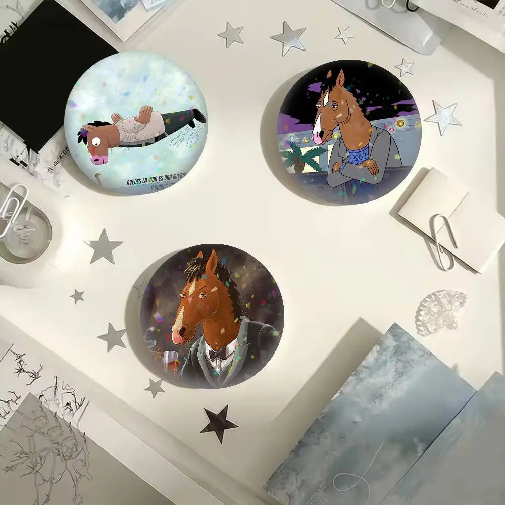 Cartoon BoJack H-horseman  25 32 44 58 75mm Badges Personalized Round Brooches Pins Accessory Gift