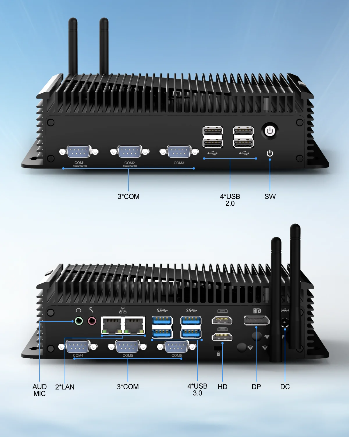 HYSTOU 2025 nuovo 12th 1235U Industrial Gen senza ventola Intel Mini PC ampia tensione DC 9V Micro computer desktop Core i5 NUC 4K
