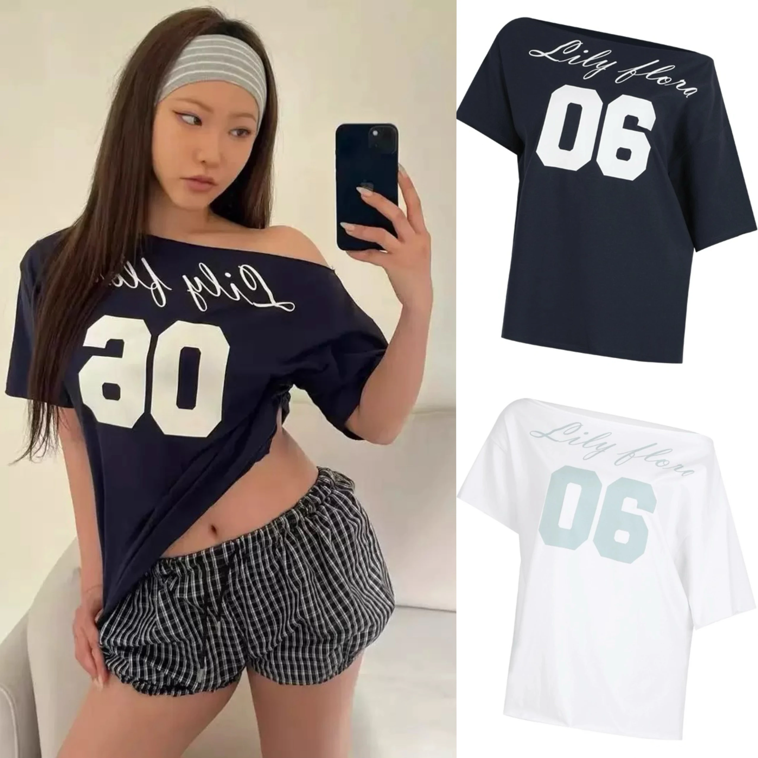 

Cool Style Printed Short Sleeve T-Shirt Women's Loose Fit Summer Moisture Wicking BlackP Digital 06 Shoulder Print Top
