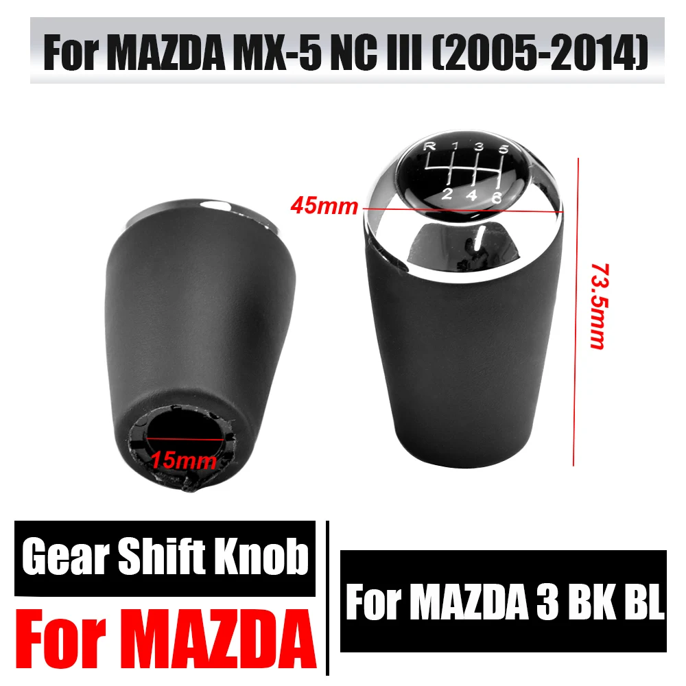 

Leather 5/6-Speed Gear Shift Knob For MAZDA 3 BK BL 5 CR CW 6 II GH CX-7 ER MX-5 NC III 23 MT Leather Shifter Lever Arm Headball