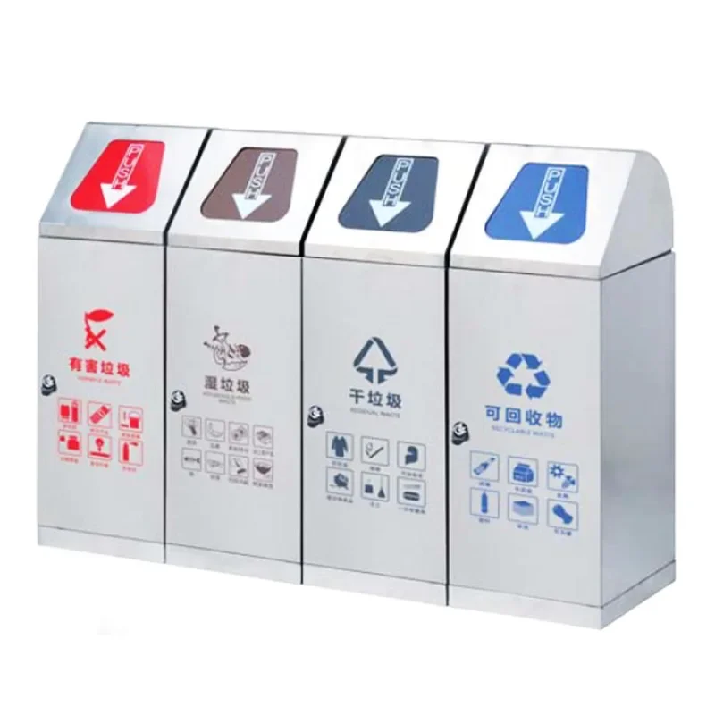 Stainless steel outdoor sorting trash bin, non-recyclable, property sales office, park, eco-friendly, indoor and outdoor fruit p