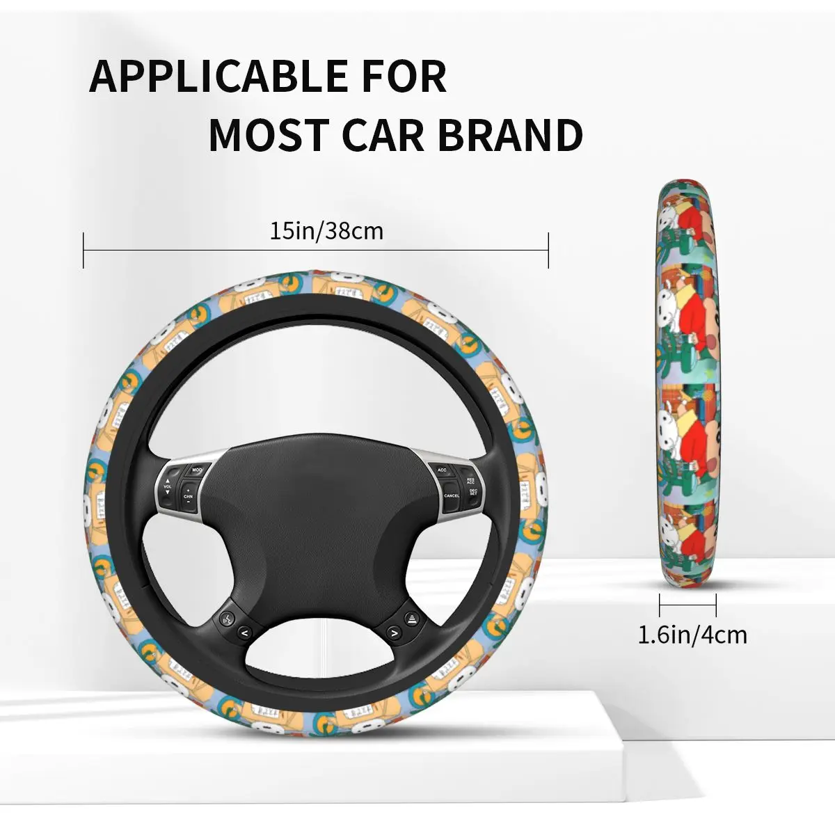 

Crayons Shin-chans Steering Wheel Cover Soft Nohara Shiro Steering Wheel Protector Universal Fit 15 inch Car Accessories