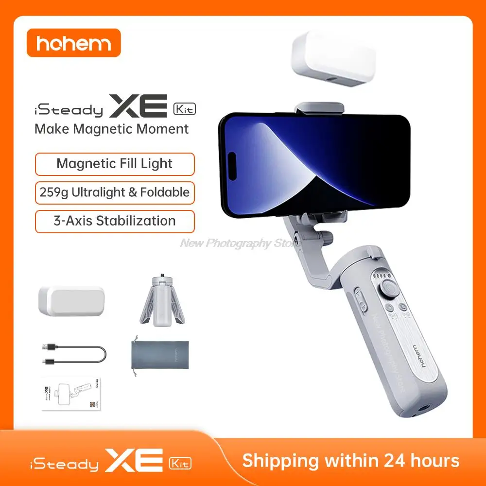 

Hohem iSteady XE Handheld Stabilizer Smartphone Gimbal 3-Axis Phone Selfie Stick Tripod Video Light for iPhone Xiaomi Samsung