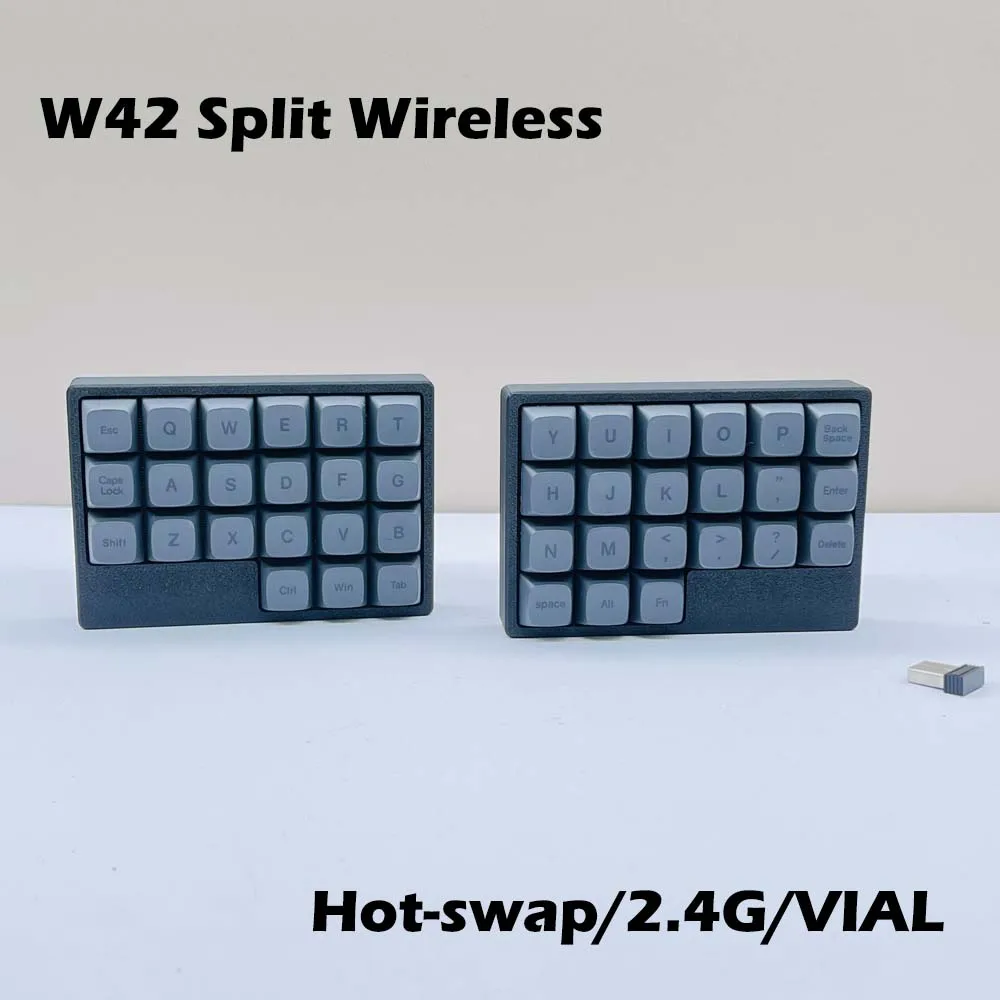 W42 Split Mechanical Keyboard Hot-swap 2.4G Wireless Vial Key-mapping Supported