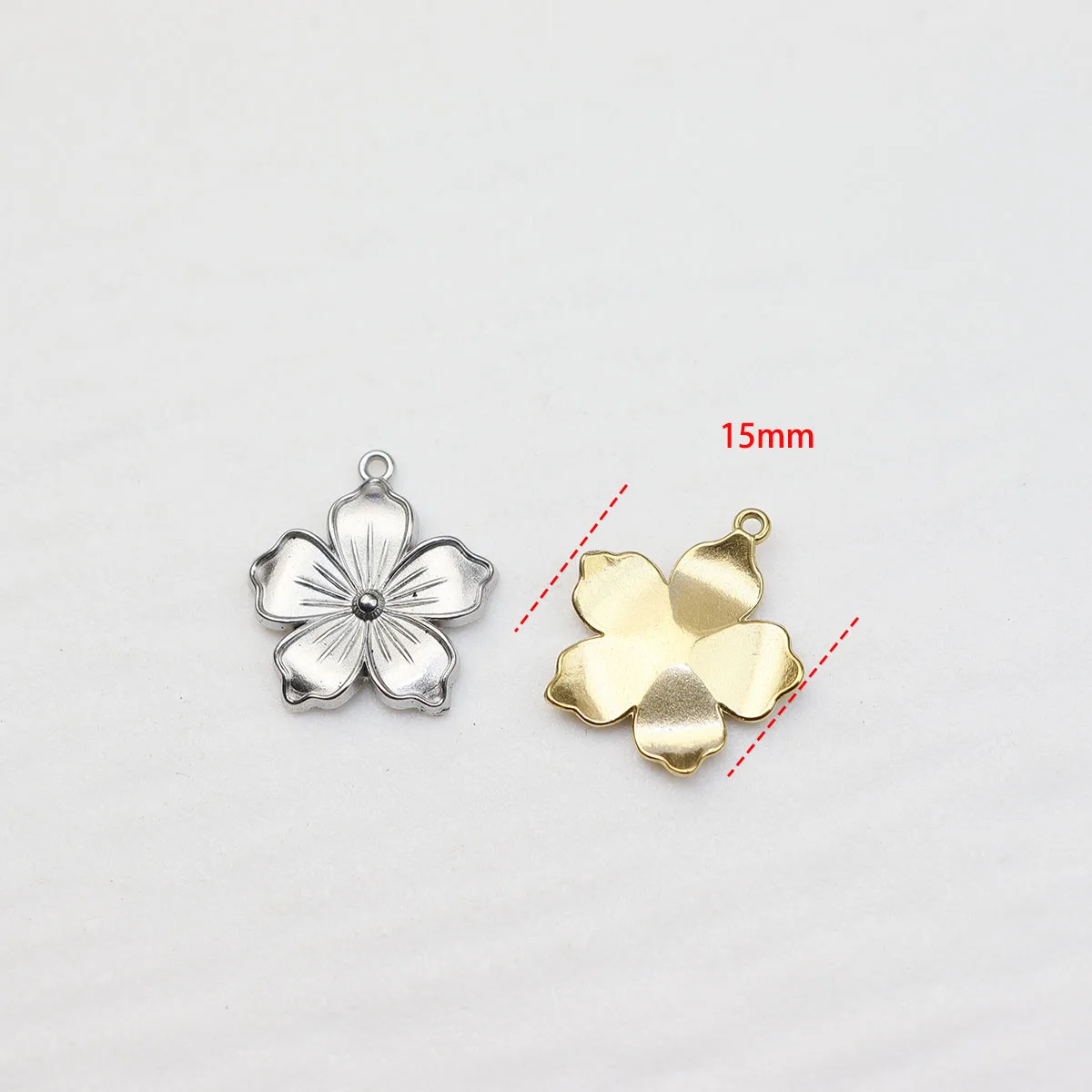 5pcs Stainless Steel Flower Fashion Jewelry Accessory Componets Charms DIY Handcraft PVD Vacuum Plate Waterproof Antiallergic