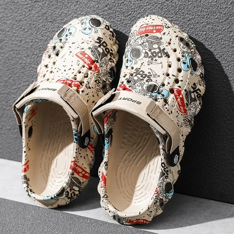 New Mens Slippers Summer Shoes Graffiti Non-slip Wear-resistant Sandal Comfortable High Quality Beach Outdoor Slippers for Men