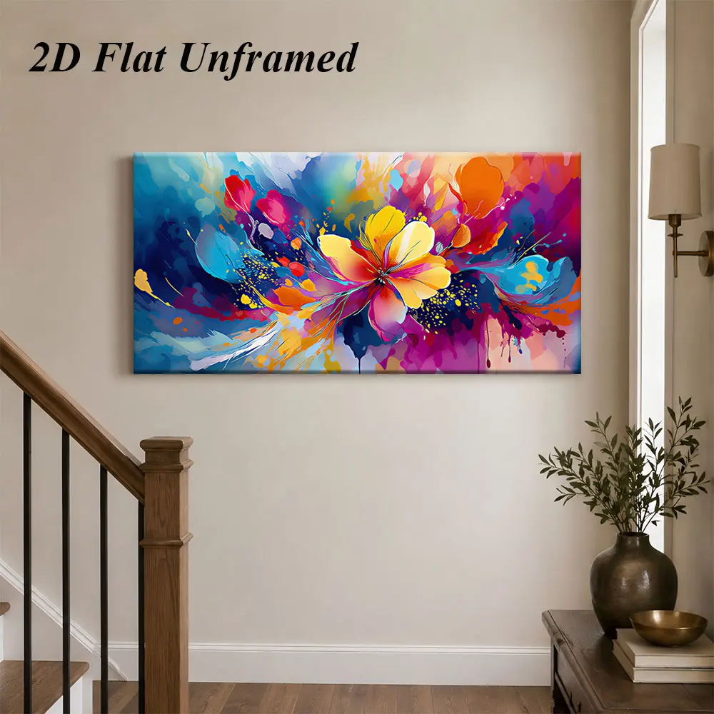 (1PC Unframe)1 piece of colorful abstract flower frameless decorative painting, modern art decorative painting, 2D plan