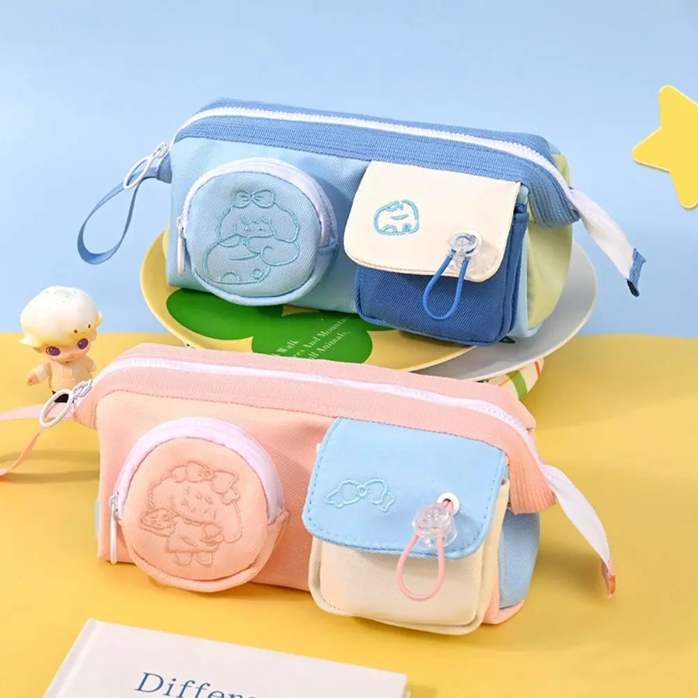 Durable Cute Pencil Bag Cartoon Simple Pencil Case Large-capacity Multifunctional Stationery Bag Elementary School Students