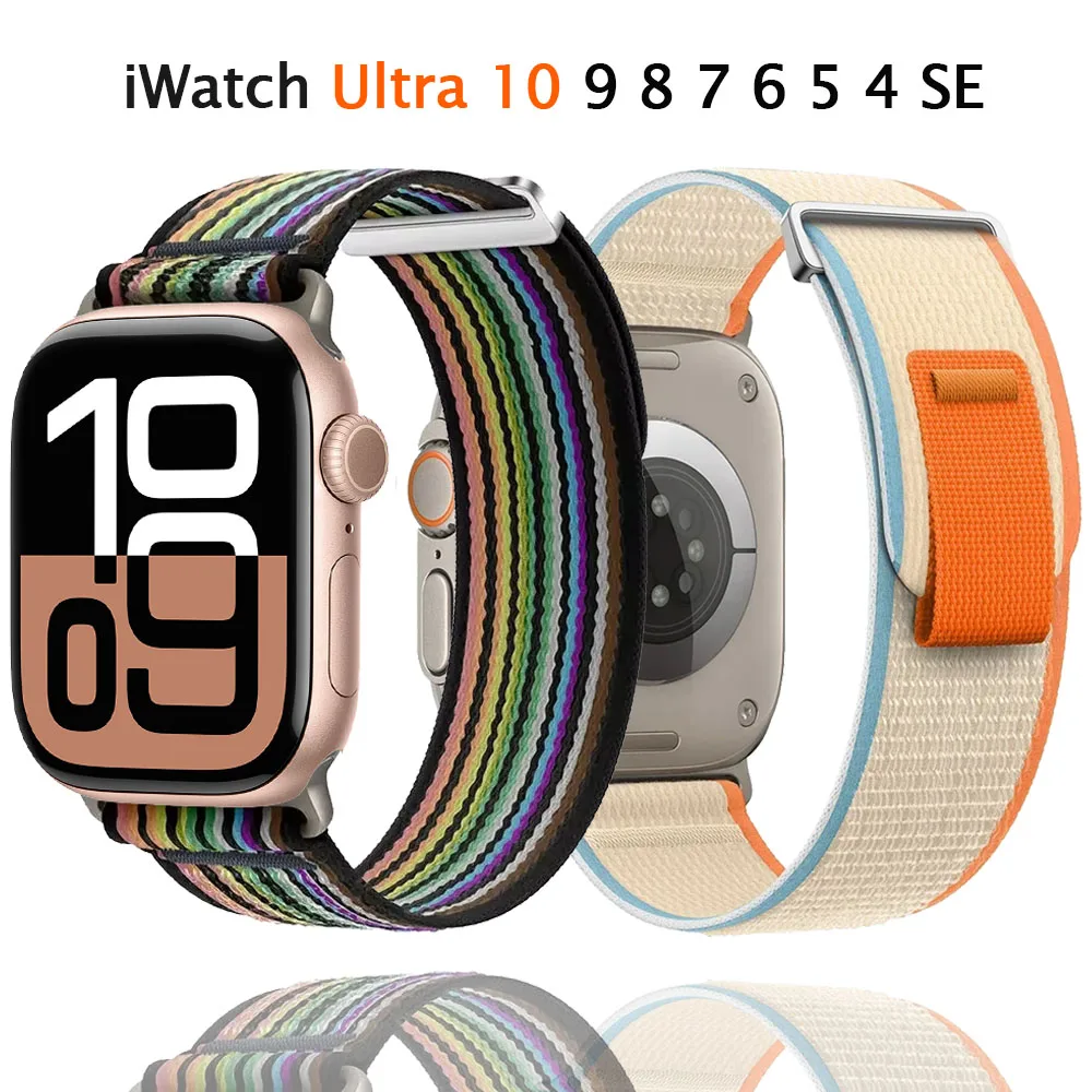 Nylon-Trail-Loop-Armband für Apple Watch Ultra 2, 49 mm, 10, 9, 8, 7, 42 mm, 46 mm, 45 mm, 41 mm, Sportarmband, iWatch 6, 5, 4 SE, 44 mm, 40 mm Band